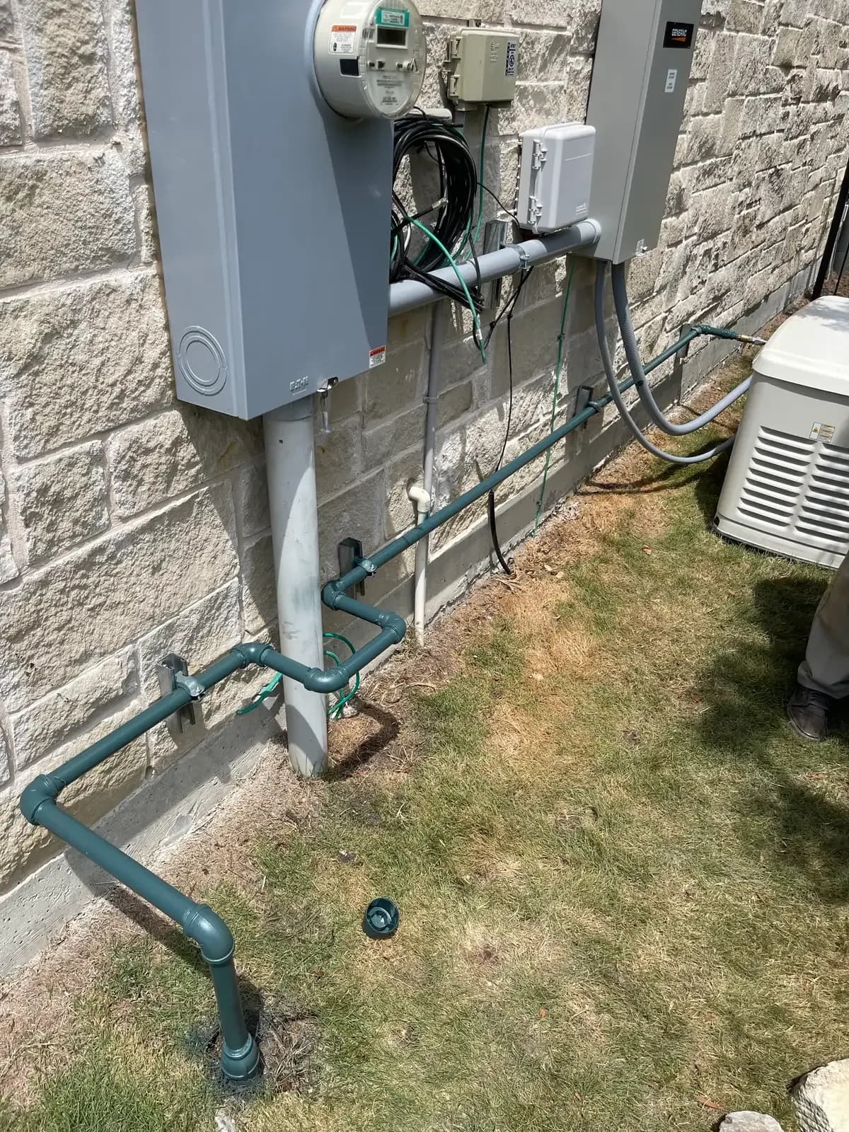 A new gas line run in black iron with code-compliant fittings and a shutoff at the appliance